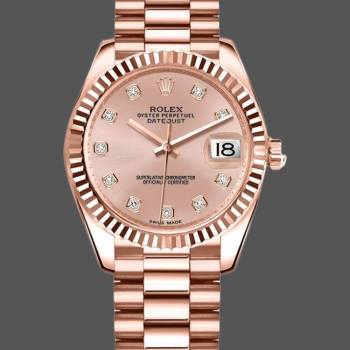 Rolex Datejust 178275 Rose Gold Pink Diamond Dial 31mm Lady Watch (w15326358)