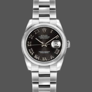 Rolex Datejust 179160 Oyster Bracelet Sunbeam Black Roman Dial 26MM Lady Watch (w15326372)