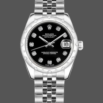 Rolex Datejust 178344 Black Diamond Dial Jubilee Bracelet 31MM Lady Watch (w15326373)