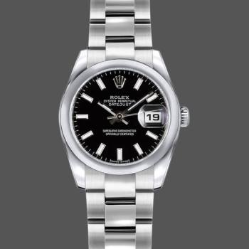 Rolex Datejust 179160 Black Index Dial Domed Bezel 26MM Lady Watch (w15326379)