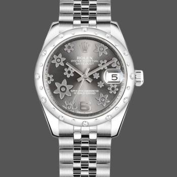 Rolex Datejust 178344 Floral Motif Dark Rhodium Grey Dial 31MM Lady Watch (w15326380)