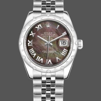 Rolex Datejust 178344 Black MOP Roman Dial 31MM Lady Watch (w15326387)
