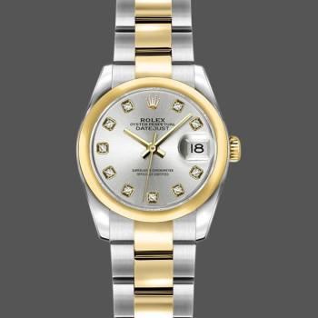 Rolex Datejust 179163 Silver Diamond Dial Domed Dezel 26MM Lady Watch (w15326391)