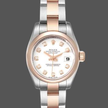 Rolex Datejust 179161 Stainless Steel and Everose Gold White Diamond Dial 26MM Lady Watch (w15326401)