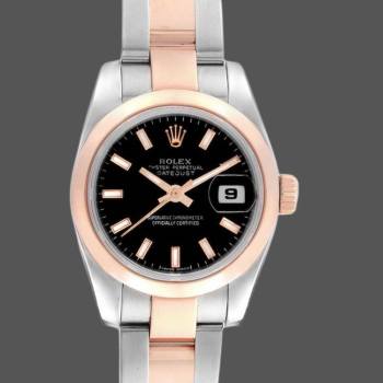 Rolex Datejust 179161 Stainless Steel and Everose Gold Black Index Dial 26MM Lady Watch (w15326402)
