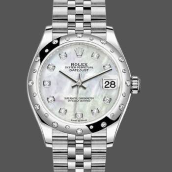Rolex Datejust 178344 White Mother of Pearl Diamond Dial 31MM Lady Watch (w15326403)