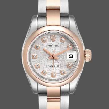 Rolex Datejust 179161 Stainless Steel and Everose Gold Silver jubilee anniversary Dial 26MM Lady Watch (w15326408)