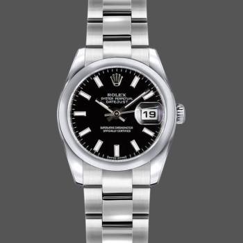 Rolex Datejust 179160 Domed Bezel Black Index Dial 26MM Lady Watch (w15326412)
