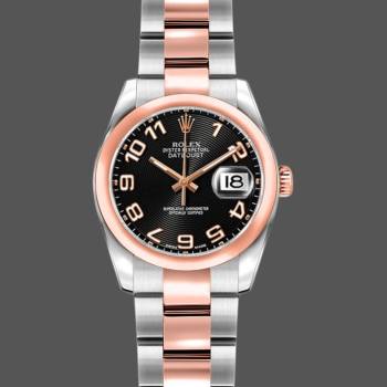 Rolex Datejust 179161 Stainless Steel and Everose Gold Concentric Circle Black Dial 26MM Lady Watch (w15326428)
