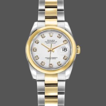 Rolex Datejust 179163 White Diamond Dial Domed Dezel 26MM Lady Watch (w15326430)