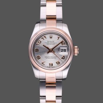 Rolex Datejust 179161 Stainless Steel and Everose Gold Concentric Circle Silver Dial 26MM Lady Watch (w15326432)