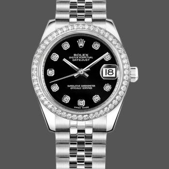 Rolex Datejust 178384 Diamond Bezel Black Diamond Dial 31MM Lady Watch (w15326439)
