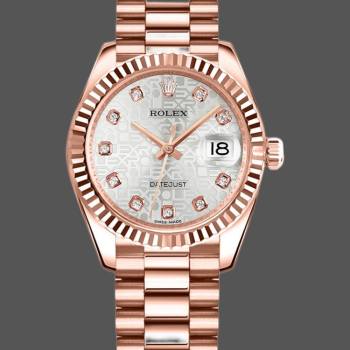 Rolex Datejust 178275 Everose Gold Jubile Silver Dial 31mm Lady Watch (w15326443)