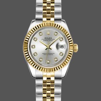 Rolex Datejust 179173 Gray Diamond Dial Fluted Bezel 26MM Lady Watch (w15326459)