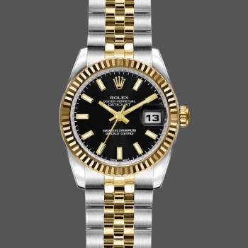 Rolex Datejust 179173 Black Index Dial Fluted Bezel 26MM Lady Watch (w15326461)