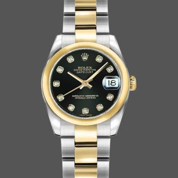 Rolex Datejust 179163 Black Diamond Dial Domed Dezel 26MM Lady Watch (w15326465)