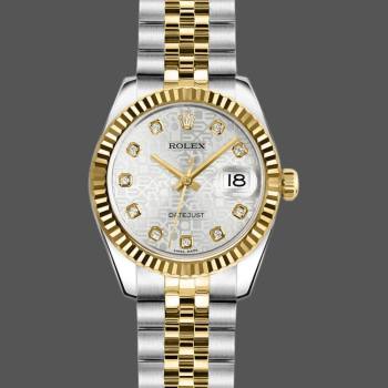 Rolex Datejust 179173 Silver Jubilee Diamond Dial Fluted Bezel 26MM Lady Watch (w15326466)