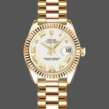 Rolex Datejust 179178 White Roman Dial Dial Yellow Gold 26MM Lady Watch (w15326469)