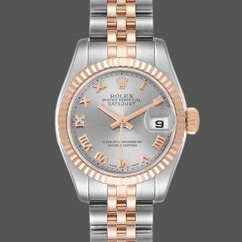 Rolex Datejust 179171 Grey Roman Numeral Dial Fluted Bezel 26MM Lady Watch (w15326477)