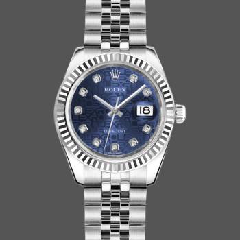 Rolex Datejust 179174 Jubilee Blue Diamond Dial Fluted Bezel 26MM Lady Watch (w15326479)