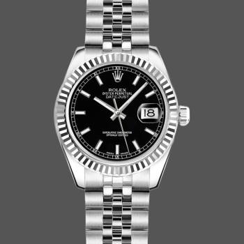 Rolex Datejust 179174 Black Index Dial Fluted Bezel 26MM Lady Watch (w15326482)