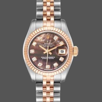 Rolex Datejust 179171 Black Mother of Pearl Diamond Dial 26MM Lady Watch (w15326484)