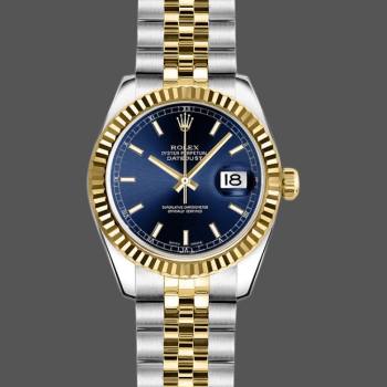 Rolex Datejust 179173 Blue Index Dial Fluted Bezel 26MM Lady Watch (w15326488)