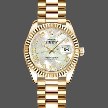 Rolex Datejust 179178 Mother of Pearl White Dial Dial Yellow Gold 26MM Lady Watch (w15326490)