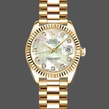 Rolex Datejust 179178 Mother of Pearl Diamonds Dial Yellow Gold 26MM Lady Watch (w15326493)
