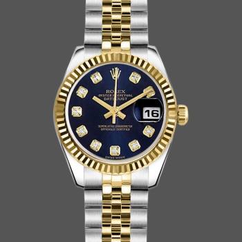 Rolex Datejust 179173 Blue Diamond Dial Fluted Bezel 26MM Lady Watch (w15326494)