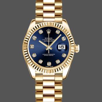 Rolex Datejust 179178 Blue Diamonds Dial Yellow Gold 26MM Lady Watch (w15326499)