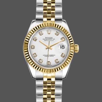 Rolex Datejust 179173 White Diamond Dial Fluted Bezel 26MM Lady Watch (w15326502)