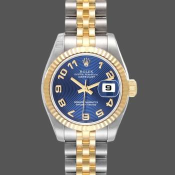 Rolex Datejust 179173 Concentric Circle Blue Dial Fluted Bezel 26MM Lady Watch (w15326503)