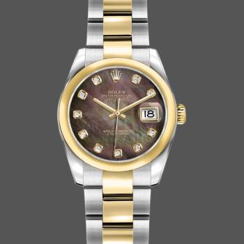 Rolex Datejust 179163 Black Mother of Pearl Dial Domed Dezel 26MM Lady Watch (w15326505)