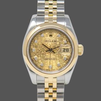 Rolex Datejust 179163 Champagne Jubilee Diamond Dial Domed Dezel 26MM Lady Watch (w15326507)