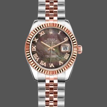 Rolex Datejust 179171 Black Mother of Pearl Dial Fluted Bezel 26MM Lady Watch (w15326511)