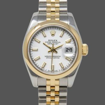 Rolex Datejust 179163 White Index Dial Domed Dezel 26MM Lady Watch (w15326515)