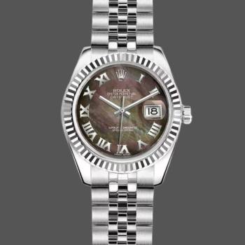 Rolex Datejust 179174 Dark Mother Of Pearl Dial Fluted Bezel 26MM Lady Watch (w15326519)