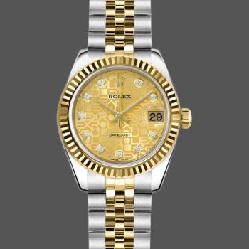 Rolex Datejust 179173 Jubilee Champagne Diamond Dial Fluted Bezel 26MM Lady Watch (w15326524)