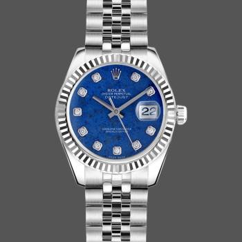 Rolex Datejust 179174 Sodalite Diamond Dial Fluted Bezel 26MM Lady Watch (w15326526)