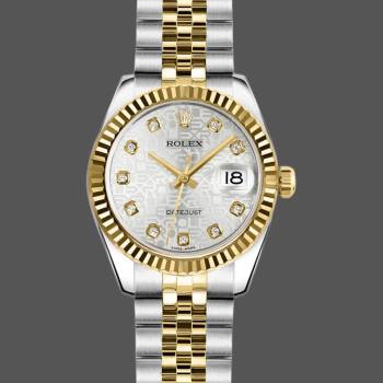 Rolex Datejust 179173 Silver Jubilee Diamond Dial Fluted Bezel 26MM Lady Watch (w15326534)