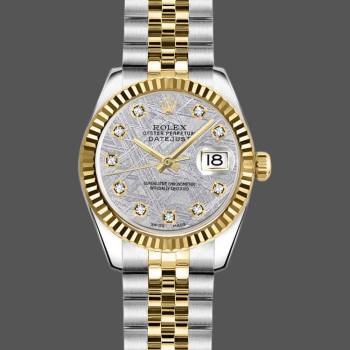Rolex Datejust 179173 Meteorite Grey Diamond Dial Fluted Bezel 26MM Lady Watch (w15326538)