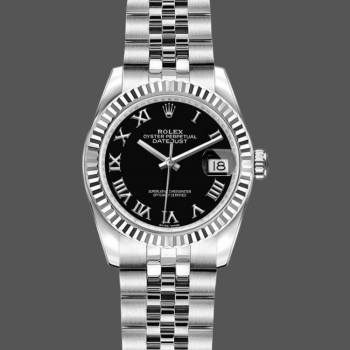 Rolex Datejust 179174 Black Roman Dial Fluted Bezel 26MM Lady Watch (w15326543)