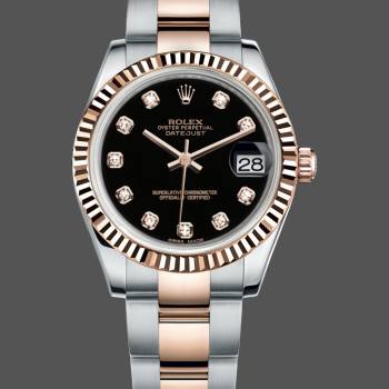 Rolex Datejust 179171 Diamond Black Dial Fluted Bezel 26MM Lady Watch (w15326545)