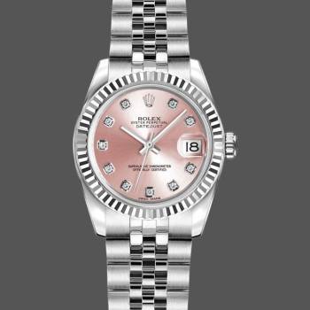 Rolex Datejust 179174 Pink Diamond Dial Fluted Bezel 26MM Lady Watch (w15326553)