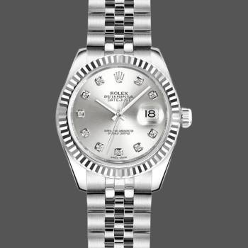 Rolex Datejust 179174 Silver Diamond Dial Fluted Bezel 26MM Lady Watch (w15326554)