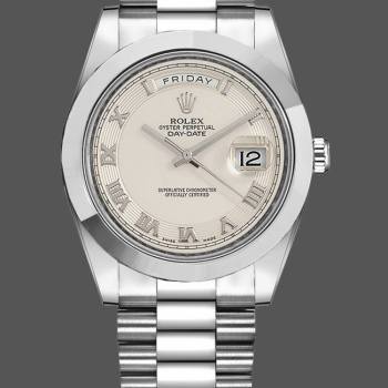 Rolex Day-Date 218206 Concentric Circle Ivory Roman Numeral Dial Platinum 41MM Mens Watch (w15326562)