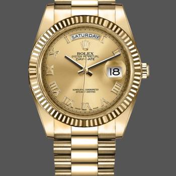 Rolex Day-Date 218238 Champagne Roman Numeral Dial Yellow Gold 41MM Mens Watch (w15326569)