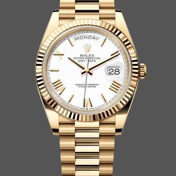 Rolex Day-Date 228238 White Roman Dial Fluted Bezel 40mm Mens Watch (w15326573)