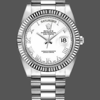 Rolex Day-Date 218239 White Roman Numerals Dial White Gold 41MM Mens Watch (w15326576)